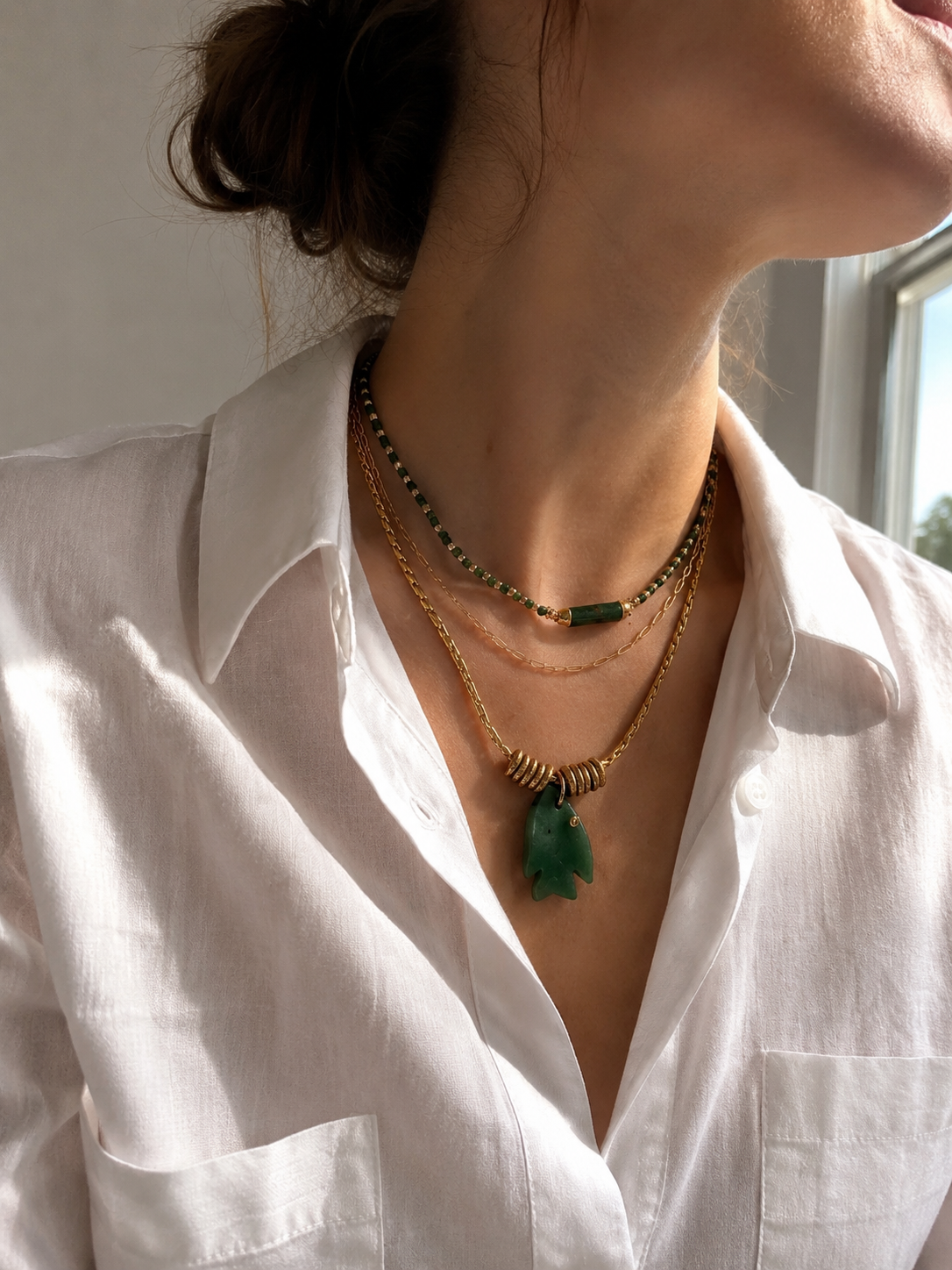 Girl and the Sea Necklace in Green Aventurine